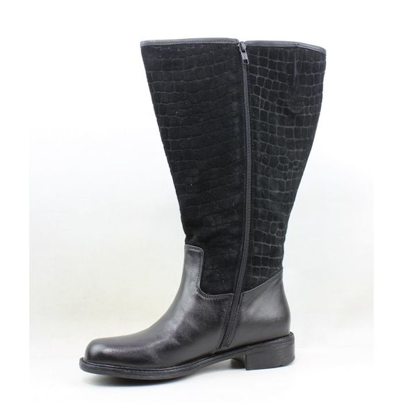 David Tate Womens Best Black Calfskin/Suede Fashion Boots Size 7.5 Medium (B, - Picture 2 of 4